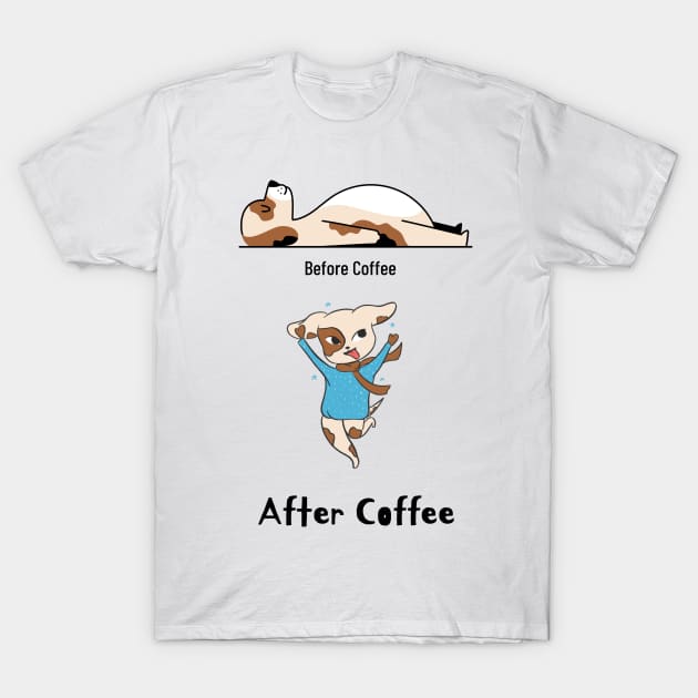 Before Coffee and After Coffee Effects T-Shirt by Chaiyat